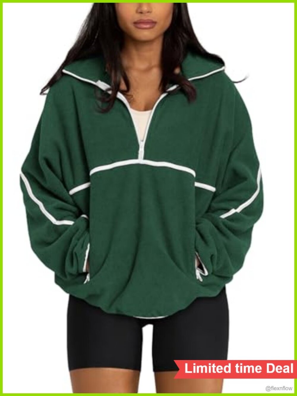 Oversized Sherpa Fleece Half Zip Pullover Women's Zip Up Jacket